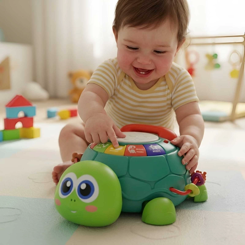 JUGUETE INTERACTIVO TORTUGA MUSICAL Y TELE FONO DE APRENDIZAJE BEBE - 1