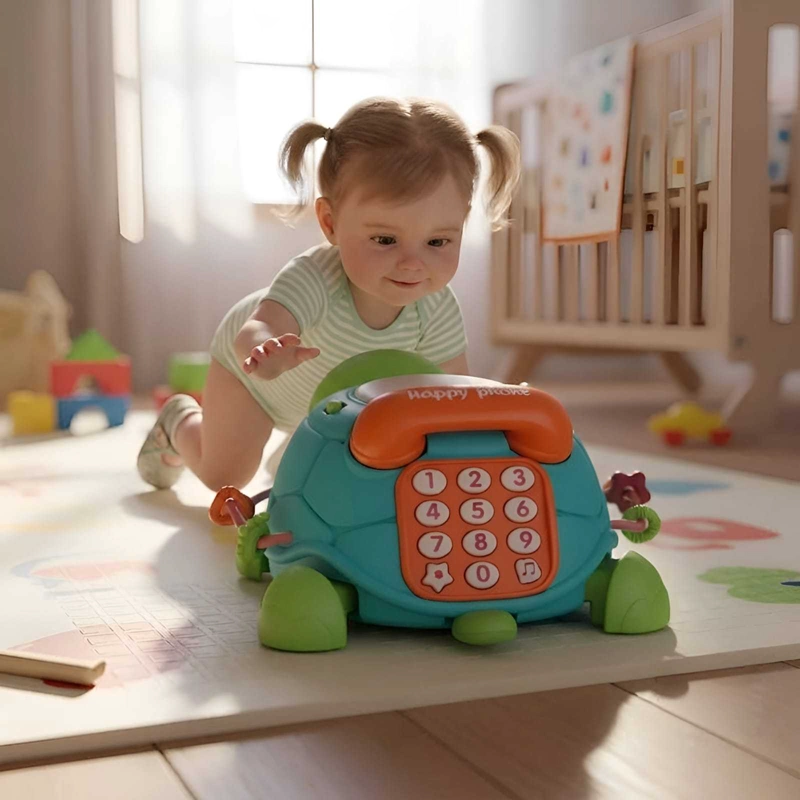 JUGUETE INTERACTIVO TORTUGA MUSICAL Y TELE FONO DE APRENDIZAJE BEBE - 4