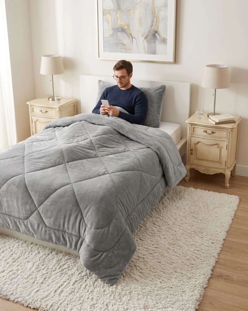 CUBRECAMA PLUSH CON CHIPORRO PLAZAS Y MEDIA QUILT TE RMICO - 4
