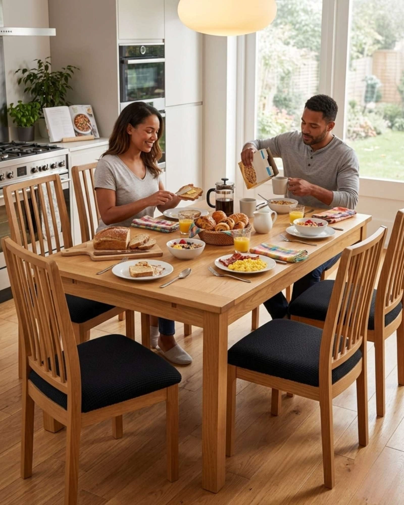 FUNDAS DE ASIENTO PARA SILLAS DE ALTA CALIDAD CON TEXTURA NIDO DE ABEJA NEGRO - 2