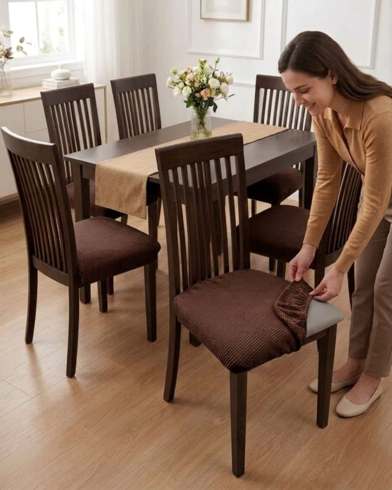 FUNDAS DE ASIENTO PARA SILLAS DE ALTA CALIDAD CON TEXTURA NIDO DE ABEJA MARRON OSCURO - CAFE  OSCURO - 1