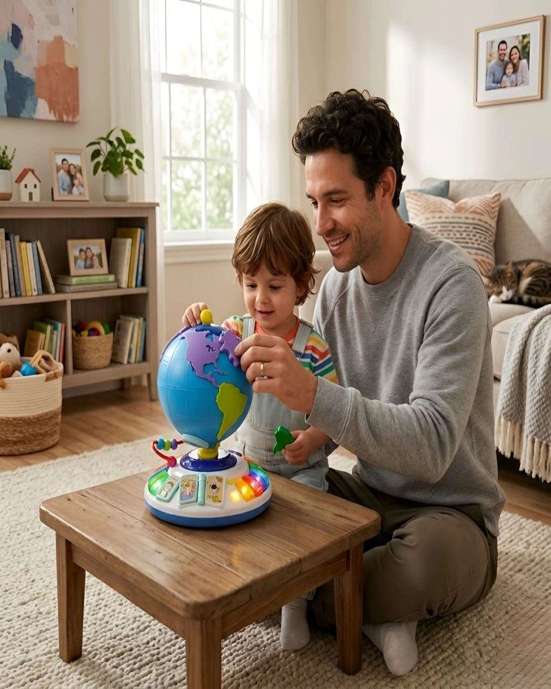 JUGUETE DIDACTICO GLOBO TERRAQUEO INTERACTIVO CON LUCES Y SONIDO - 3