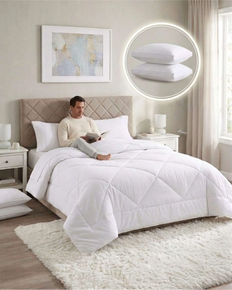 SET PLUMON NORDICO SABANAS Y ALMOHADA DESCANSO PREMIUM PLAZA Y MEDIA - 1