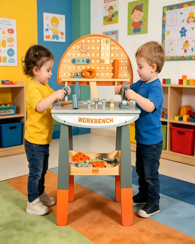 TALLER MECANICO INFANTIL DIDACTICO EN MADERA REAL - 1
