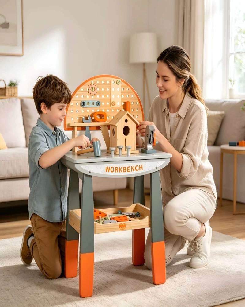 TALLER MECANICO INFANTIL DIDACTICO EN MADERA REAL - 3