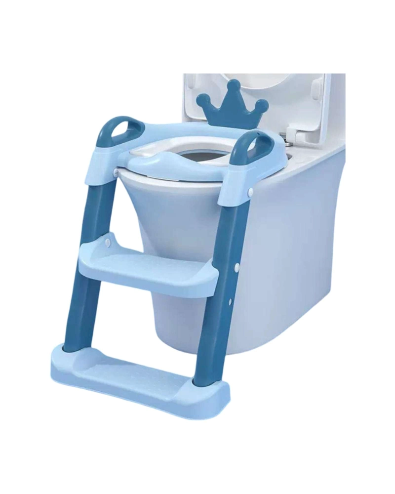 ADAPTADOR ASIENTO BAÑO INFANTIL CON ESCALERA CORONA AZUL - 6