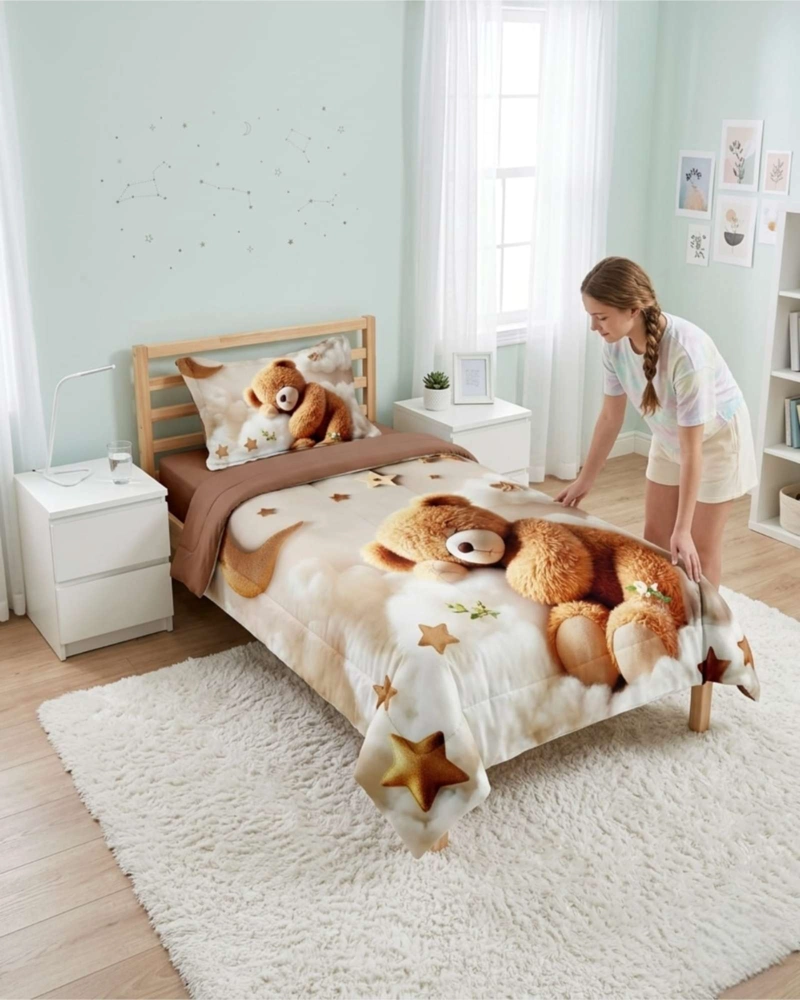 QUILT CUBRECAMAS LIGERO VERANO EFECTO 5D CON FUNDAS PLAZA Y MEDIA - 1