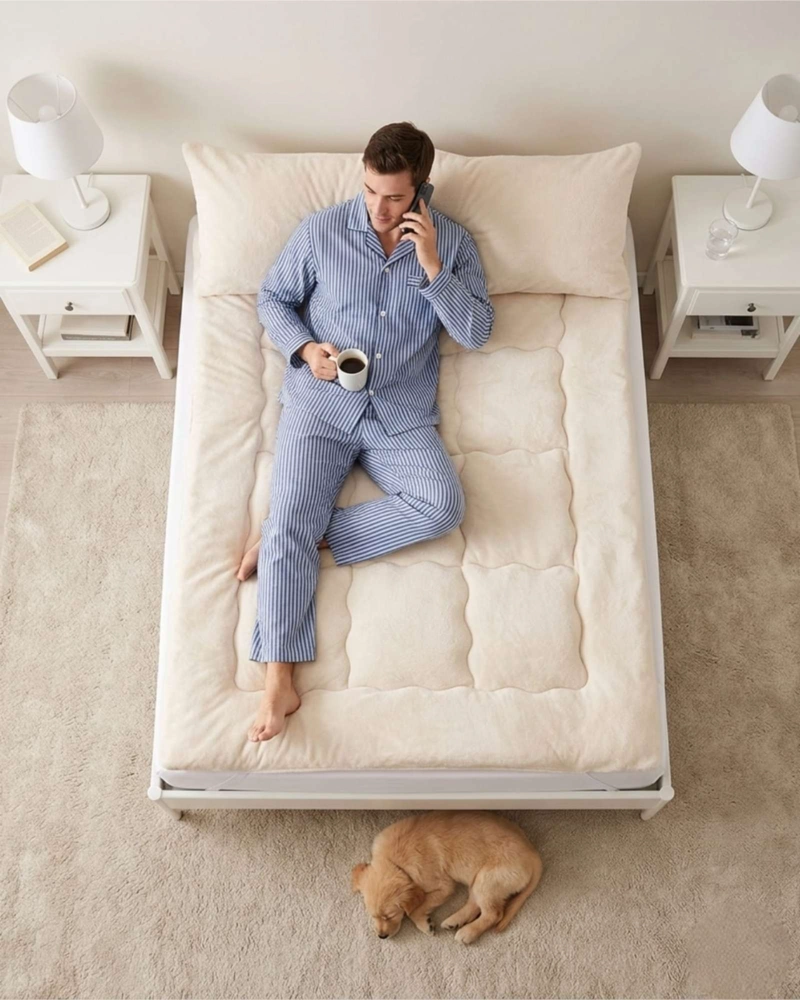 CUBRE COLCHON ACOLCHADO PLUSH ULTRA SUAVE KING - 4
