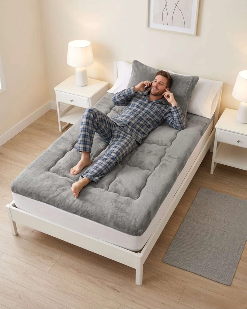 CUBRE COLCHON ACOLCHADO PLUSH ULTRA SUAVE PLAZA Y MEDIA - 2