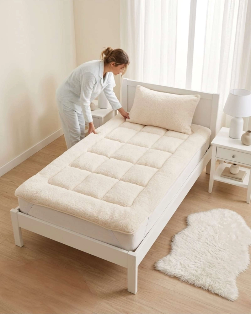 CUBRE COLCHON ACOLCHADO PLUSH ULTRA SUAVE PLAZA Y MEDIA - 1