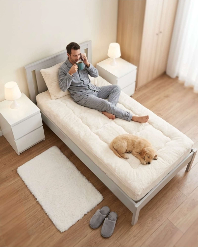CUBRE COLCHON ACOLCHADO PLUSH ULTRA SUAVE PLAZA Y MEDIA - 4