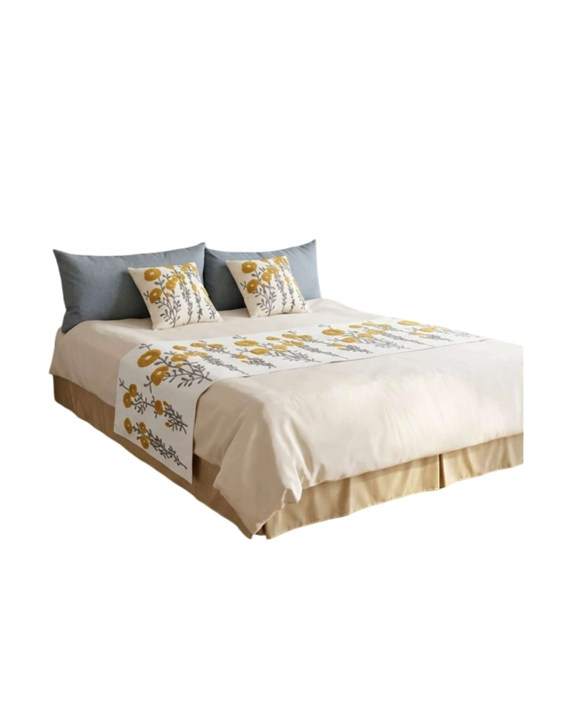 PIECERA DE CAMA TEXTURIZADA CON BORDADO BOTANICO - 6