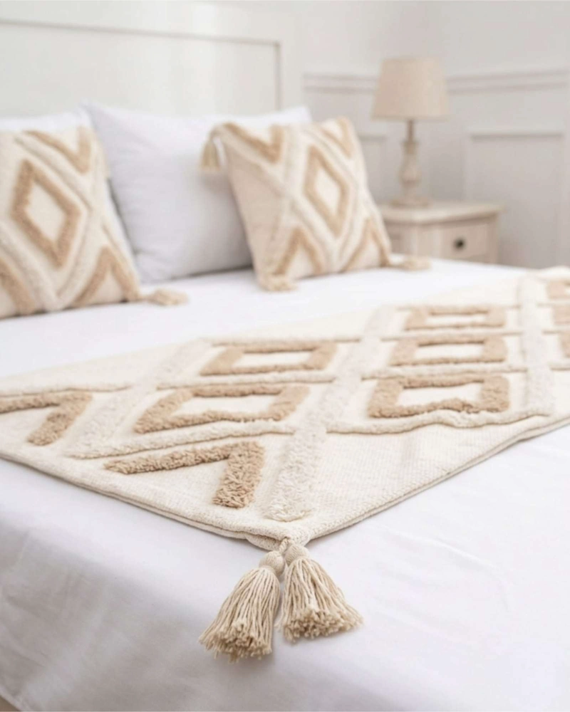 PIECERA DE CAMA BOHO MANTA TEJIDA DECORATIVA - 5