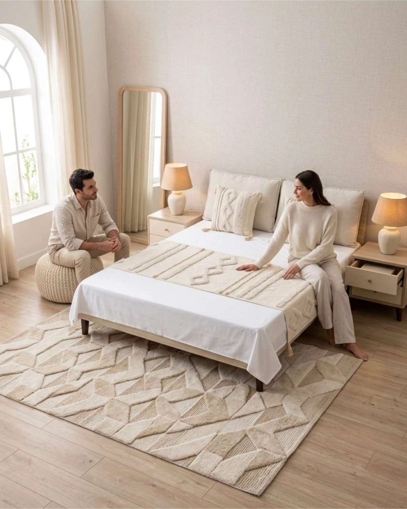 PIECERA DE CAMA BOHO MANTA TEJIDA DECORATIVA - 1