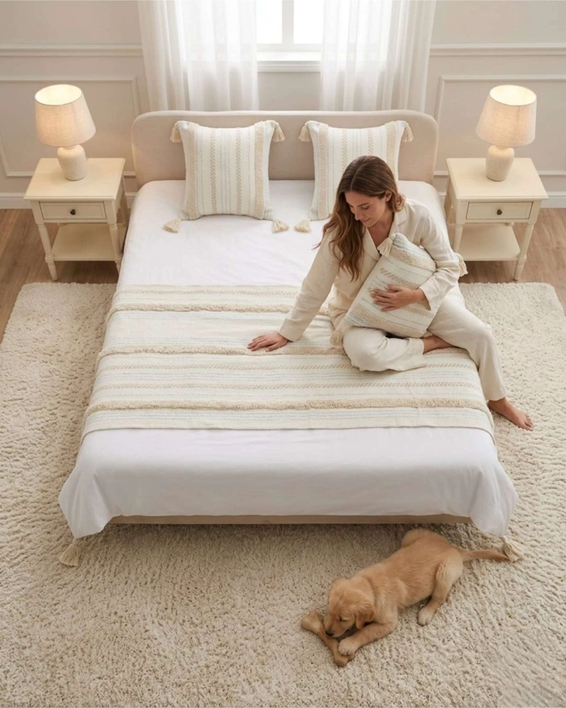 PIECERA DE CAMA BOHO MANTA TEJIDA DECORATIVA - 4