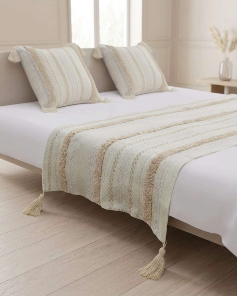 PIECERA DE CAMA BOHO MANTA TEJIDA DECORATIVA - 5