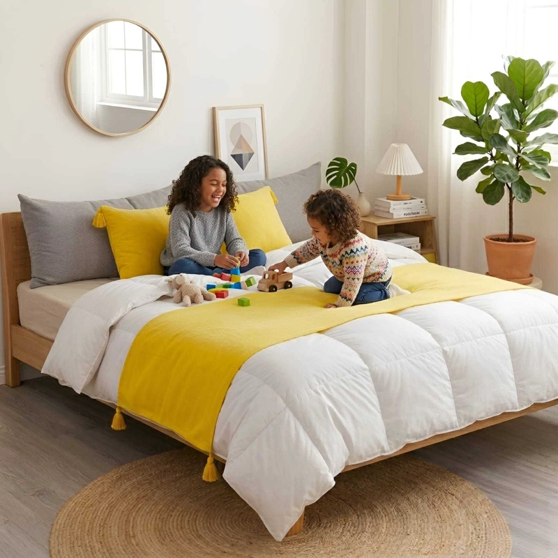 PIECERA DE CAMA DISEÑO LINO CON BORLAS - 3