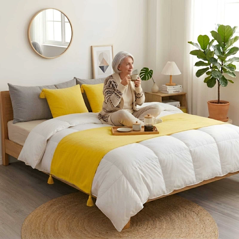 PIECERA DE CAMA DISEÑO LINO CON BORLAS - 4