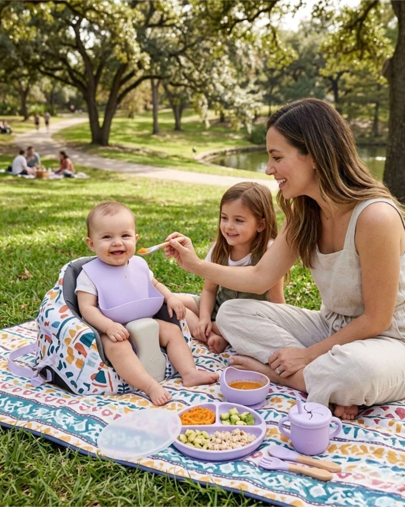 SET DE ALIMENTACION DE SILICONA CON TAPA PARA BEBE  LIBRE BPA 10 PIEZAS - 2