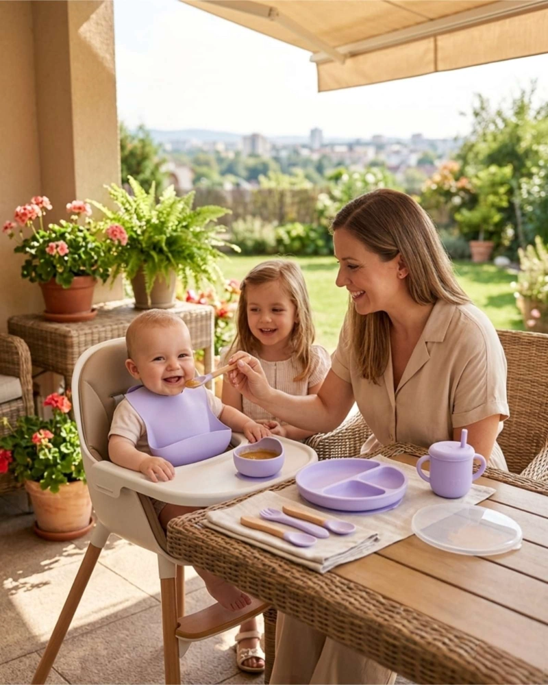 SET DE ALIMENTACION DE SILICONA CON TAPA PARA BEBE  LIBRE BPA 10 PIEZAS - 3