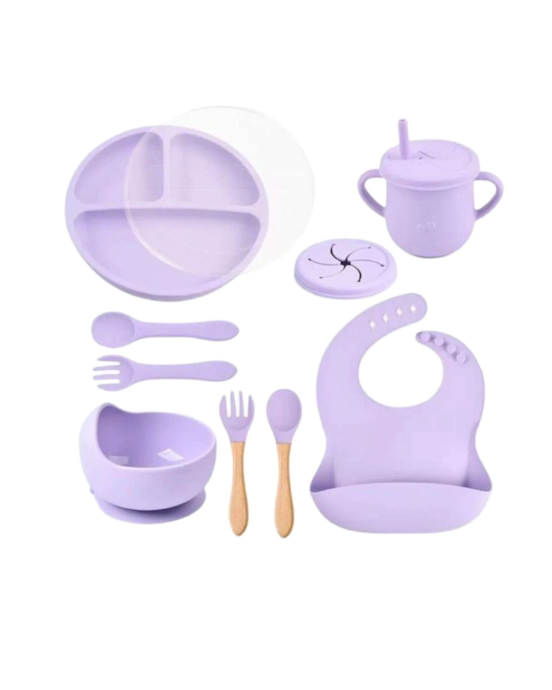 SET DE ALIMENTACION DE SILICONA CON TAPA PARA BEBE  LIBRE BPA 10 PIEZAS - 6