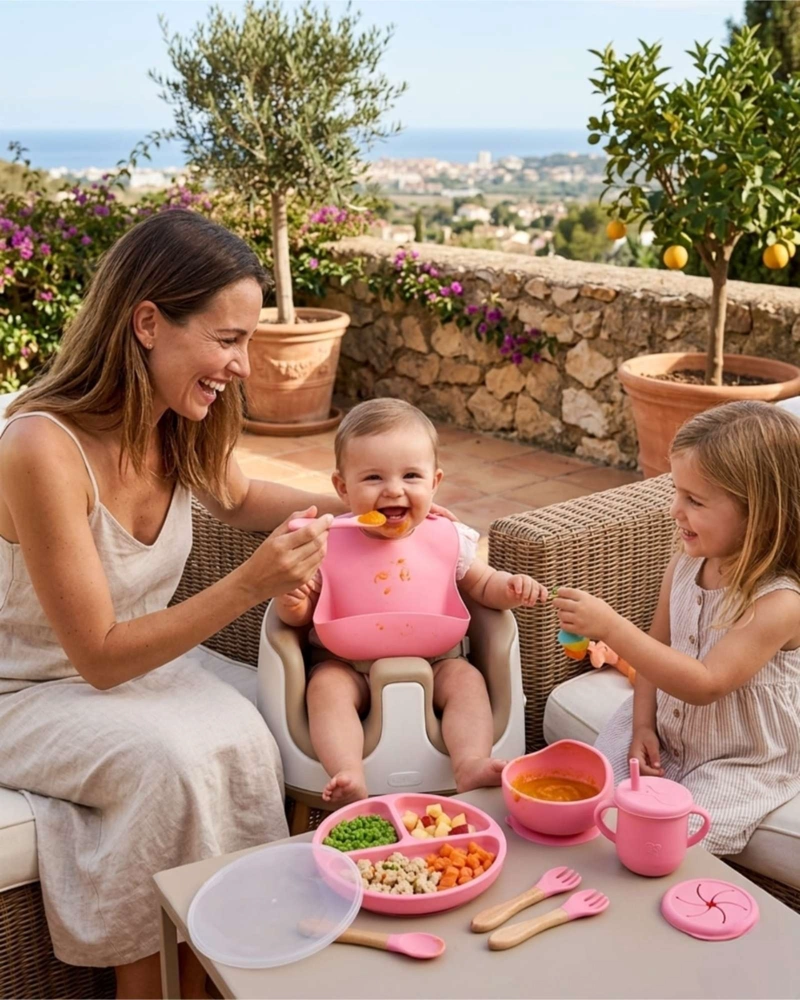 SET DE ALIMENTACION DE SILICONA CON TAPA PARA BEBE  LIBRE BPA 10 PIEZAS - 4