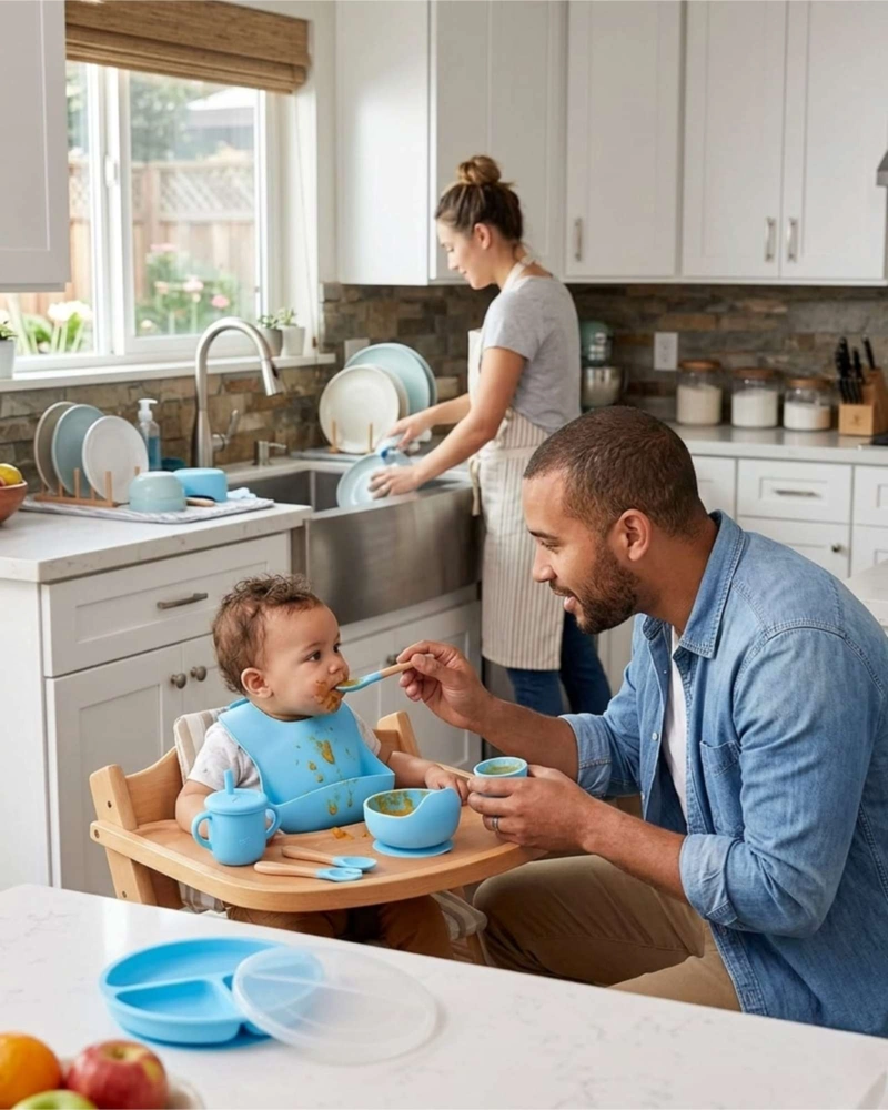 SET DE ALIMENTACION DE SILICONA CON TAPA PARA BEBE  LIBRE BPA 10 PIEZAS - 1