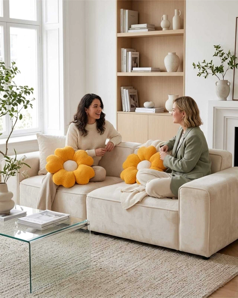 COJIN DECORATIVO FORMA DE FLOR SUAVE PARA HOGAR - 5