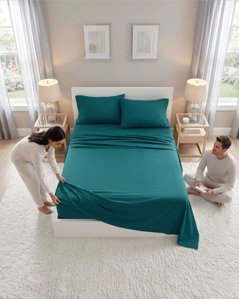 JUEGO SABANAS 2 PLAZAS MAS 2 ALMOHADAS CON RELLENO 6 PIEZAS - 2