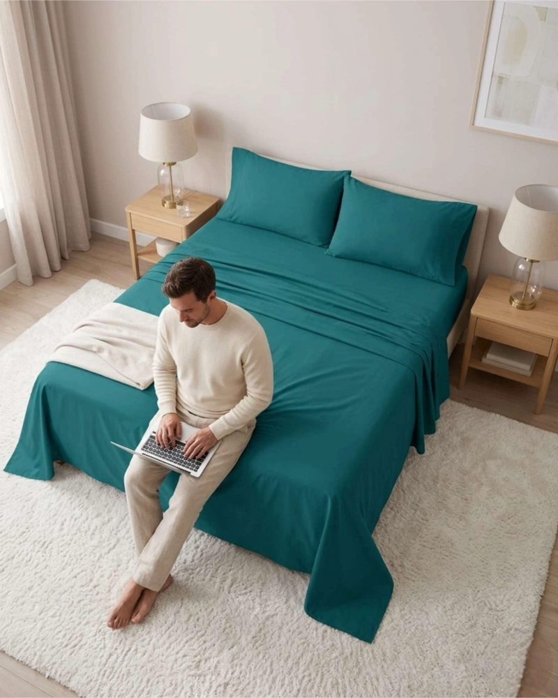 JUEGO SABANAS 2 PLAZAS MAS 2 ALMOHADAS CON RELLENO 6 PIEZAS - 3