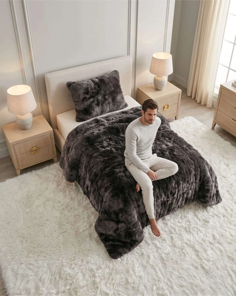 CUBRE-CAMA SHAGGY CON CHIPORRO – TEXTURA EXTRA SUAVE PLAZA Y MEDIA - 1