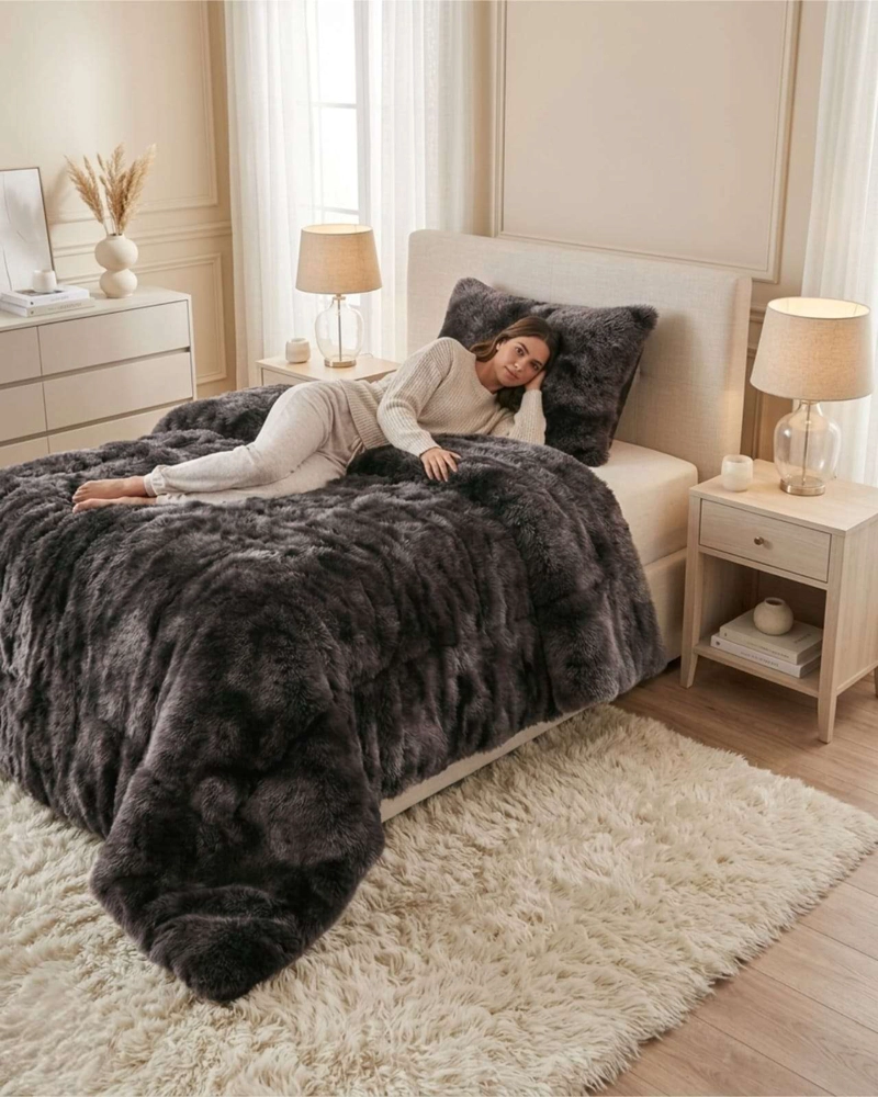 CUBRE-CAMA SHAGGY CON CHIPORRO – TEXTURA EXTRA SUAVE PLAZA Y MEDIA - 4
