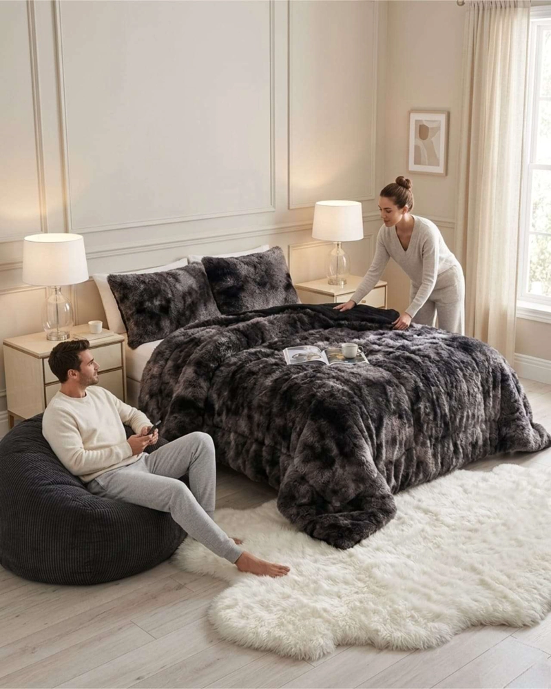 CUBRE-CAMA SHAGGY CON CHIPORRO – TEXTURA EXTRA SUAVE 2 PLAZAS - 4