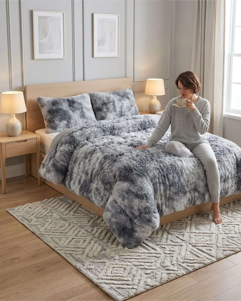 CUBRE-CAMA SHAGGY CON CHIPORRO – TEXTURA EXTRA SUAVE 2 PLAZAS - 5