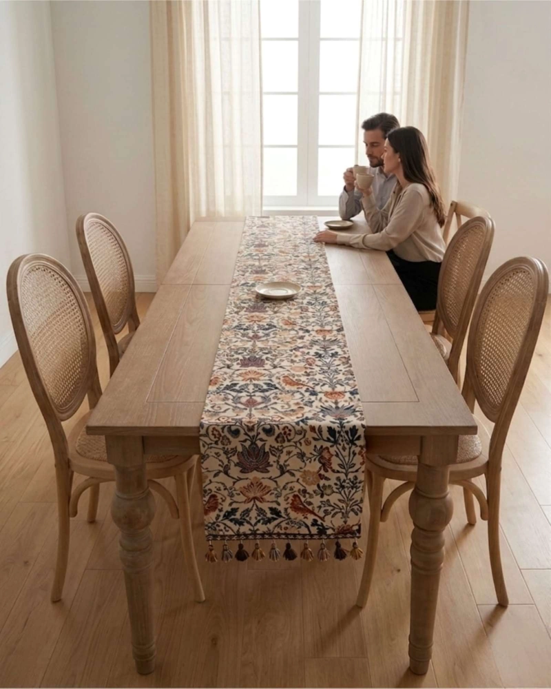 CAMINO DE MESA DECORATIVO DISEÑO FLORES 33X180 CM - 1
