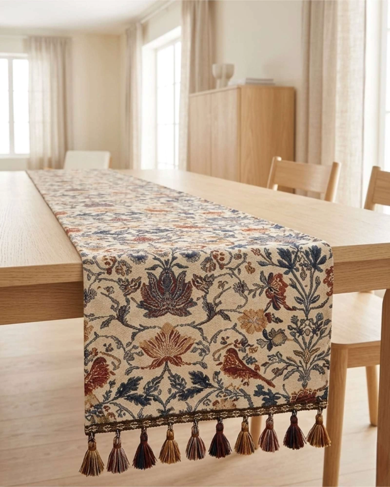 CAMINO DE MESA DECORATIVO DISEÑO FLORES 33X180 CM - 3