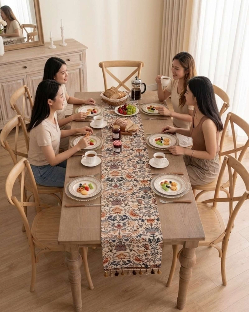 CAMINO DE MESA DECORATIVO DISEÑO FLORES 33X180 CM - 4