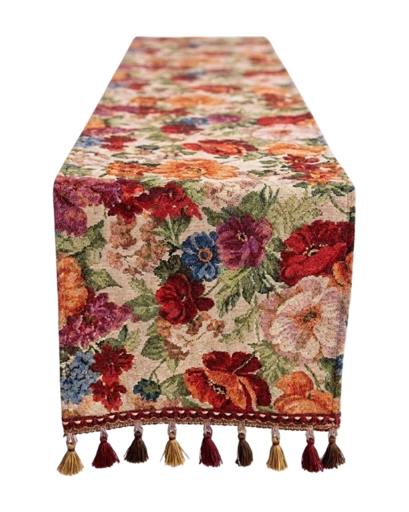CAMINO DE MESA DECORATIVO DISEÑO FLORES 33X180 CM - 6