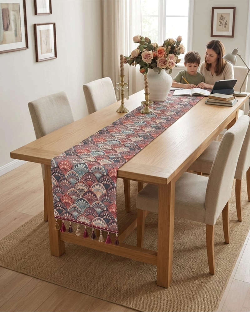 CAMINO DE MESA DECORATIVO DISEÑO FLORES 33X180 CM - 2