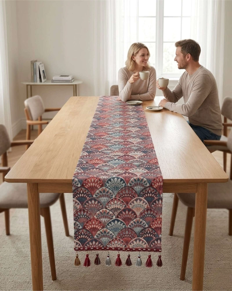 CAMINO DE MESA DECORATIVO DISEÑO FLORES 33X180 CM - 3