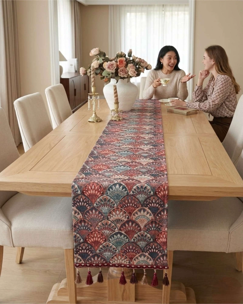 CAMINO DE MESA DECORATIVO DISEÑO FLORES 33X180 CM - 4