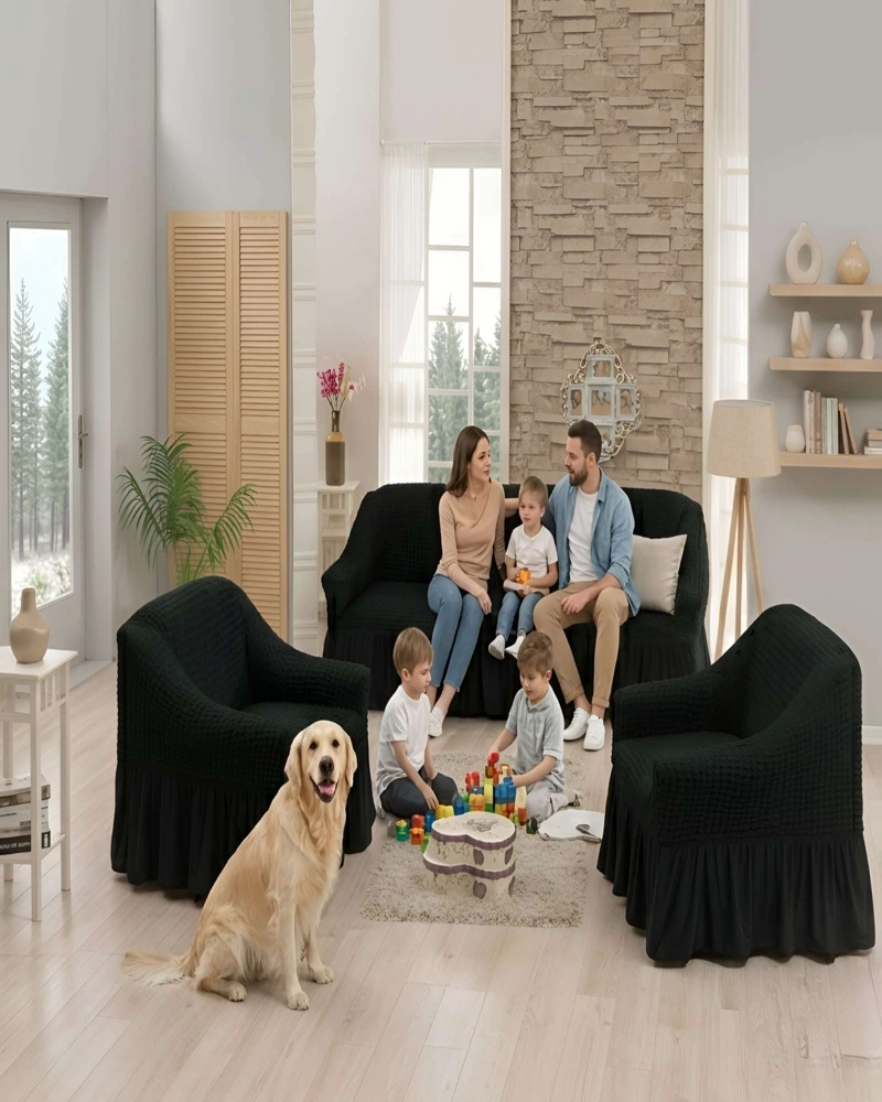 JUEGO FUNDAS SILLON ELASTICA 3+1+1 NIDO ABEJA CON FALDON - 4