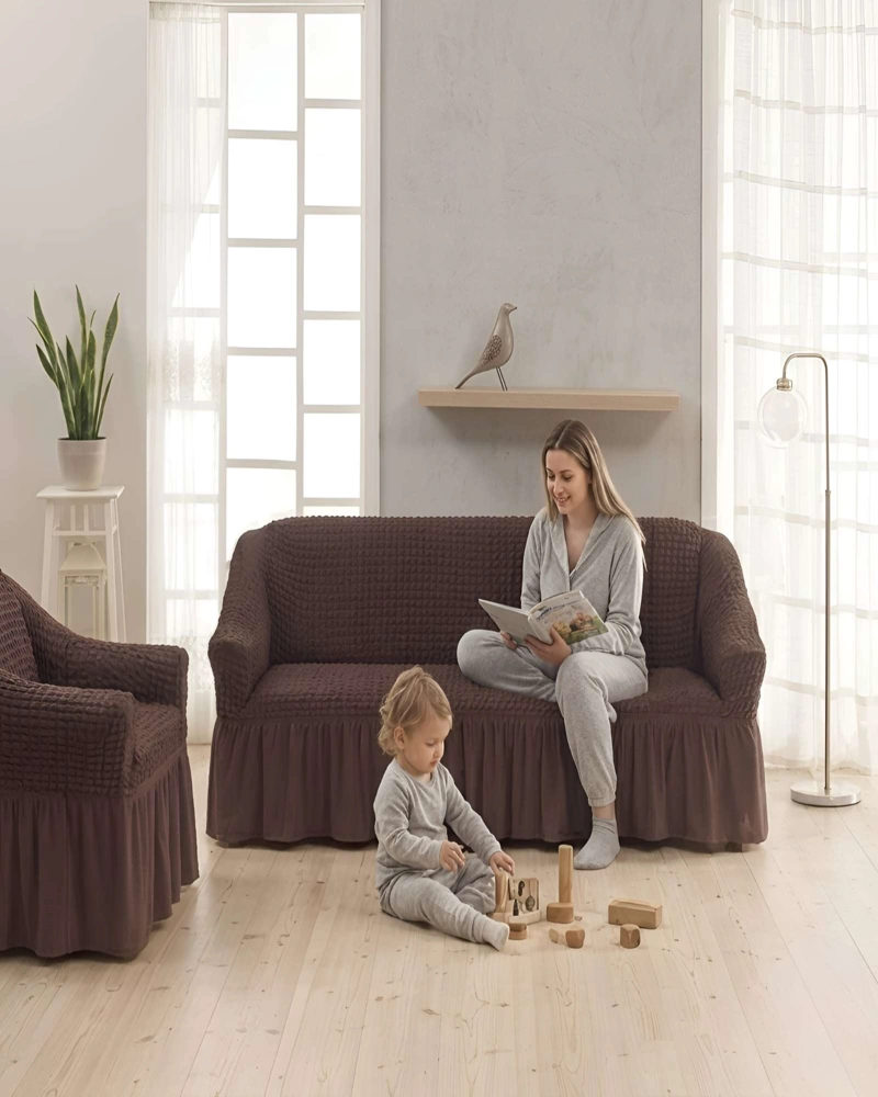 JUEGO FUNDAS SILLON ELASTICA 3+1+1 NIDO ABEJA CON FALDON - 4