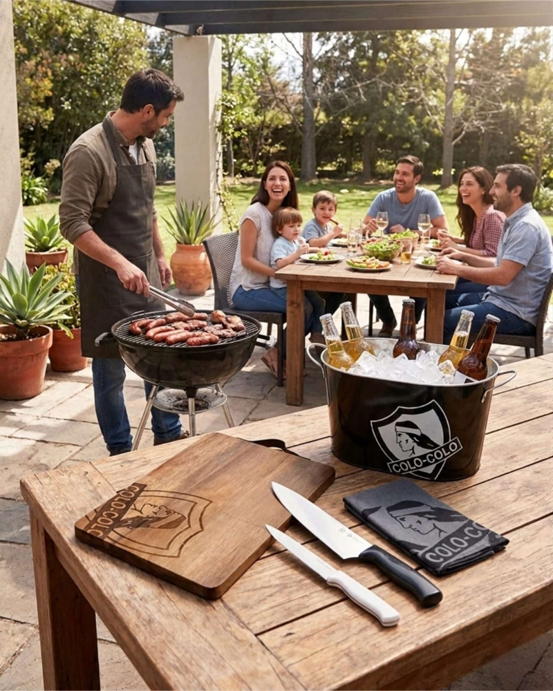 SET ASADOR PARRILLERO TABLA DE MADERA CUCHILLOS Y BALDE METALICO - 5