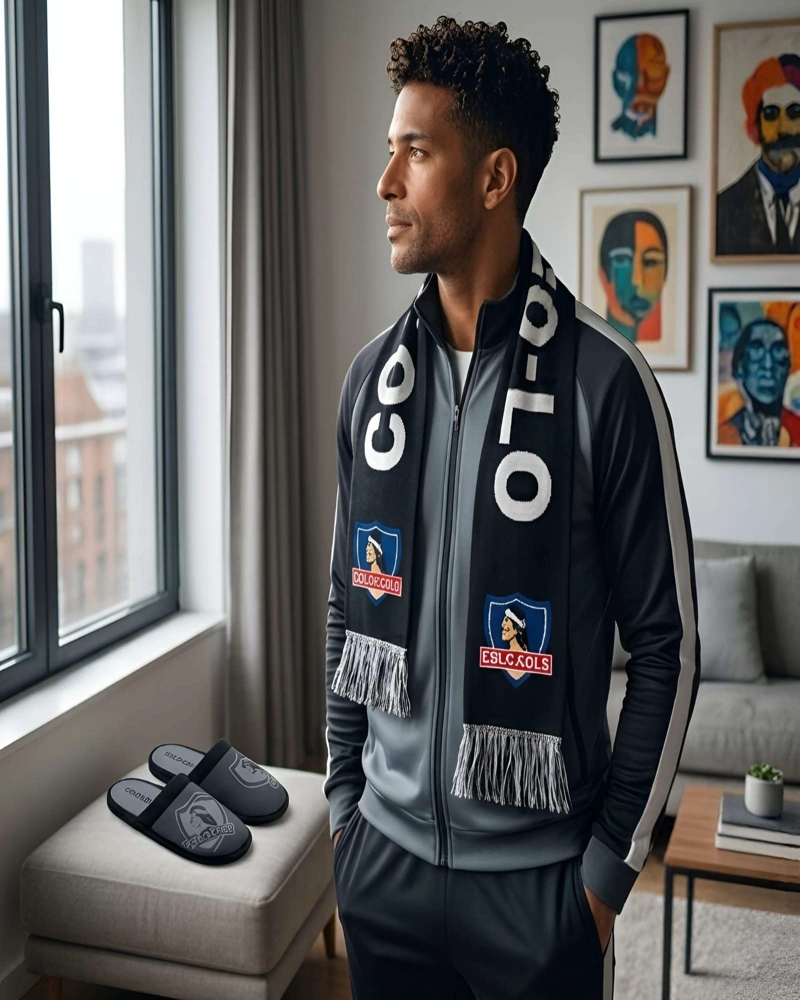 PACK HINCHA ALBO: SET DE PANTUFLAS Y BUFANDA COLO-COLO TALLA L - 4