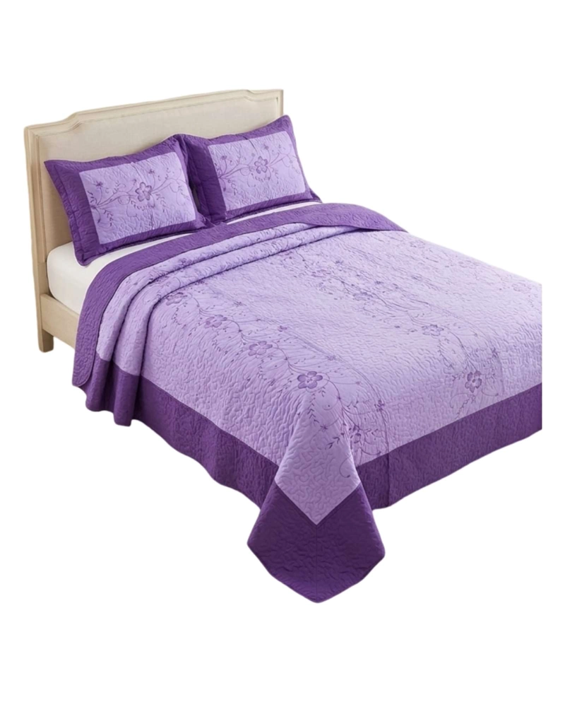 CUBRECAMA QUILT VERANO KING BORDADO FLORAL SET COLCHA DELGADO - 5