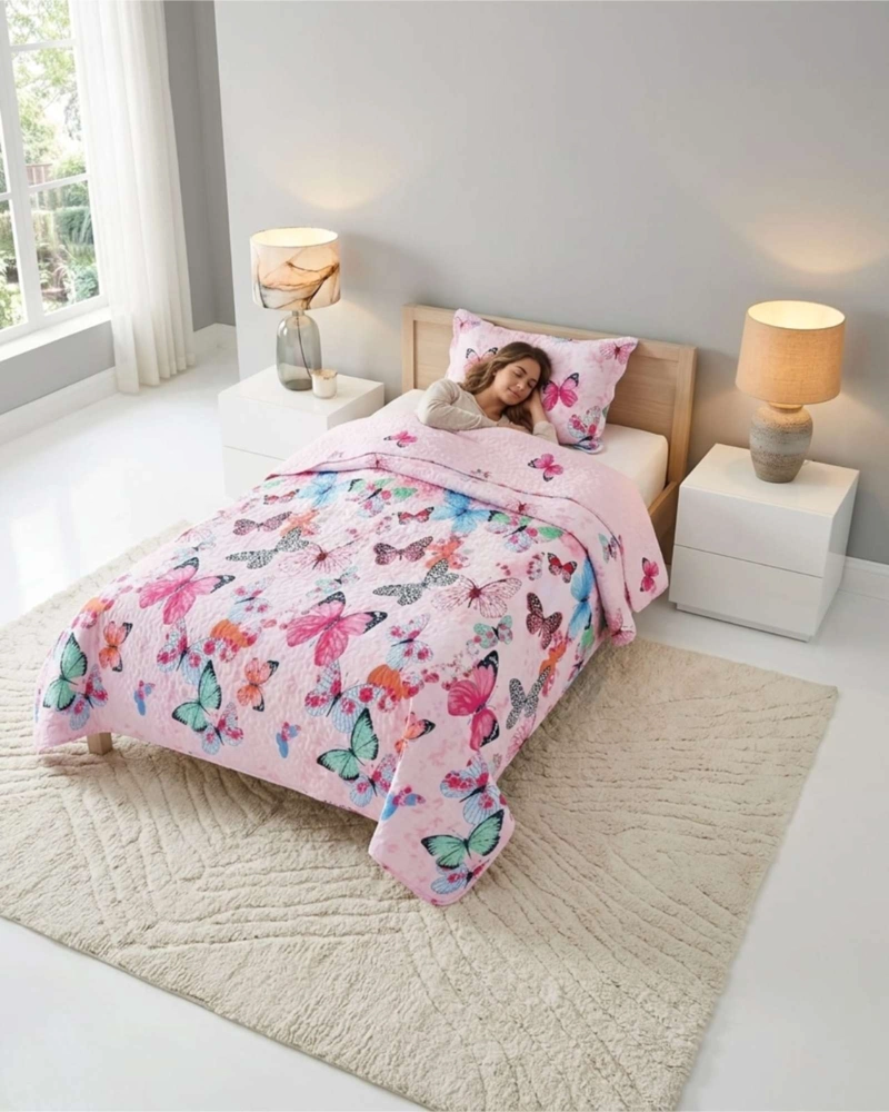CUBRECAMA QUILT VERANO PLAZA Y MEDIA ESTAMPADO TEMATICA - 1