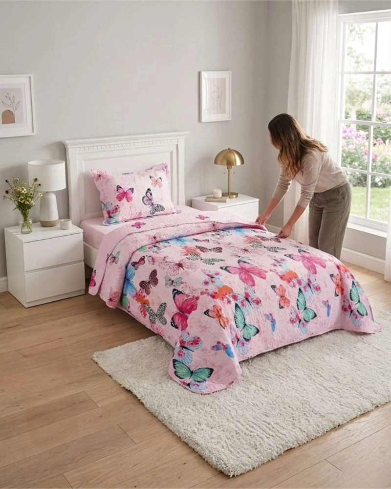 CUBRECAMA QUILT VERANO PLAZA Y MEDIA ESTAMPADO TEMATICA - 2