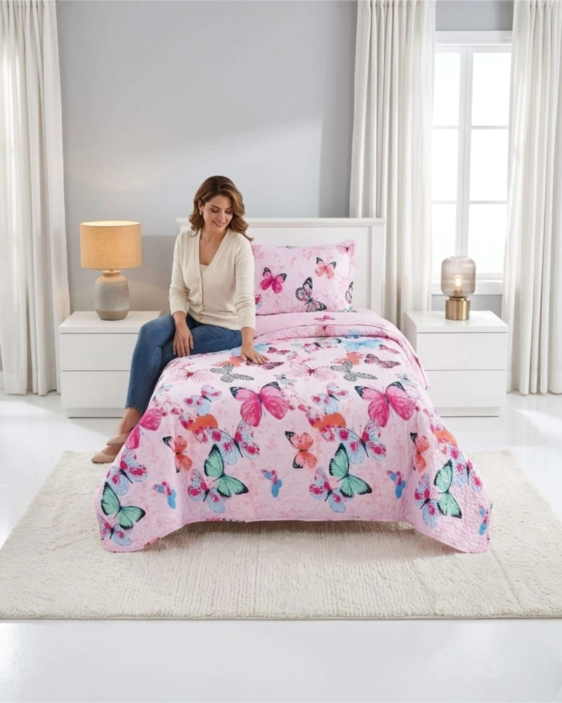 CUBRECAMA QUILT VERANO PLAZA Y MEDIA ESTAMPADO TEMATICA - 3