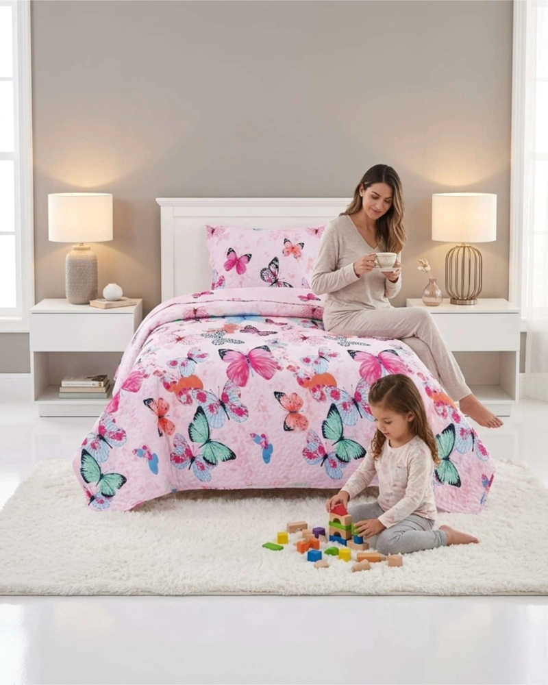 CUBRECAMA QUILT VERANO PLAZA Y MEDIA ESTAMPADO TEMATICA - 4